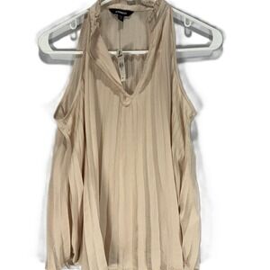 Express Pleated Sleeveless Blouse V-Neck Ruffled Neckline NWT size XS